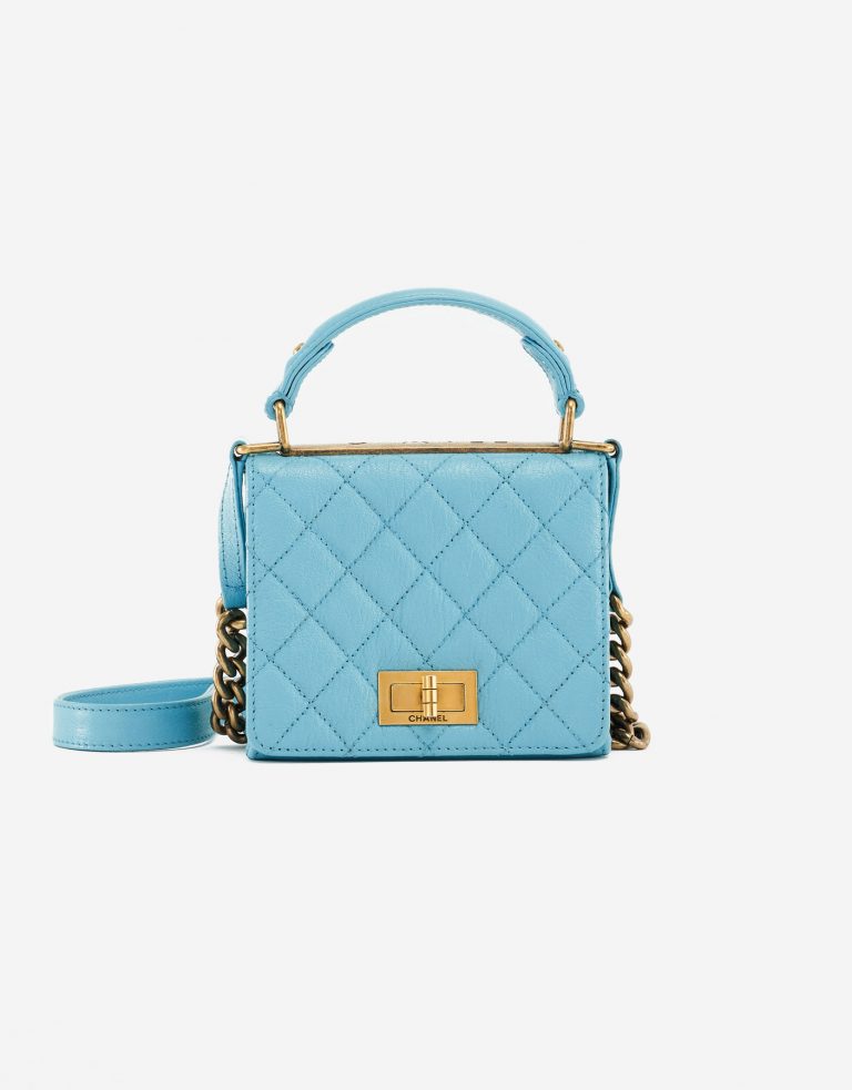 Chanel Rita Flap Bag Top Handle in Blue Turquoise Luxury Pre-Loved Bag