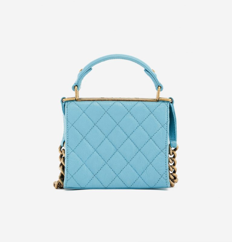 Chanel Rita Flap Bag Top Handle in Blue Turquoise Luxury Pre-Loved Bag