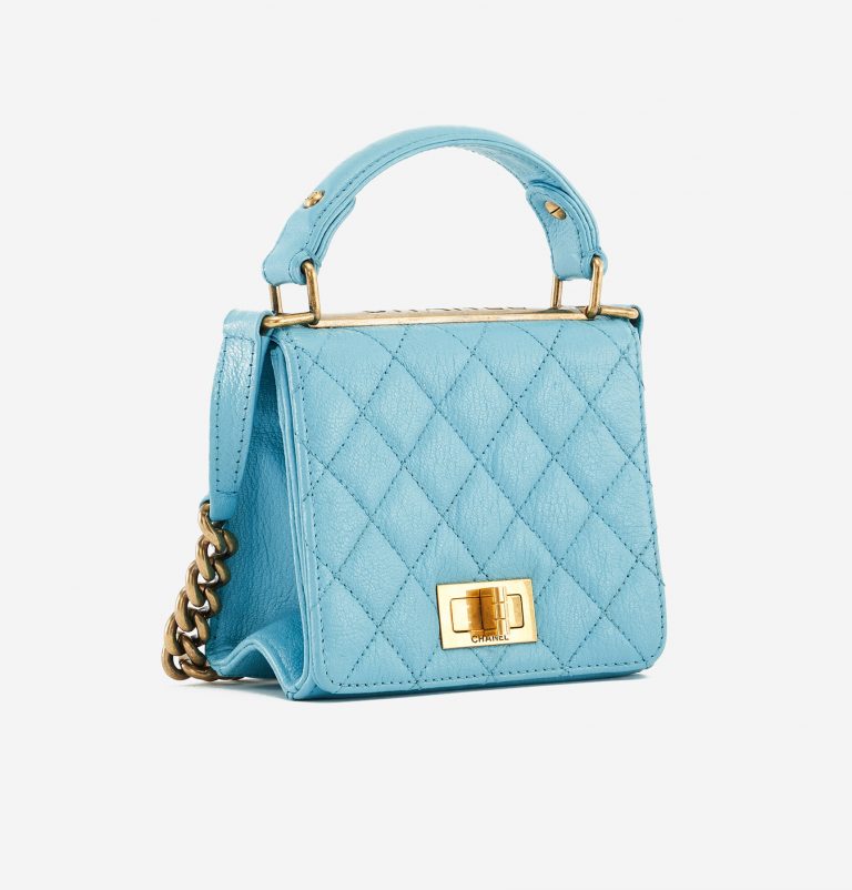 Chanel Rita Flap Bag Top Handle in Blue Turquoise Luxury Pre-Loved Bag