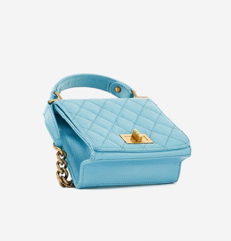 Chanel Rita Flap Bag Top Handle in Blue Turquoise Luxury Pre-Loved Bag