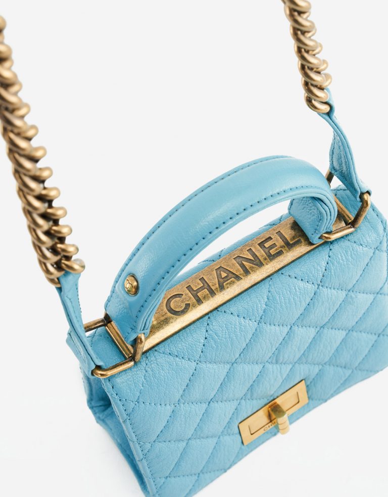 Chanel Rita Flap Bag Top Handle in Blue Turquoise Luxury Pre-Loved Bag