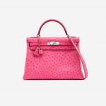 Kelly 32 Ostrich leather Fuchsia Luxury Pre-Loved Handbag