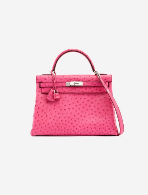 Kelly 32 Ostrich leather Fuchsia Luxury Pre-Loved Handbag