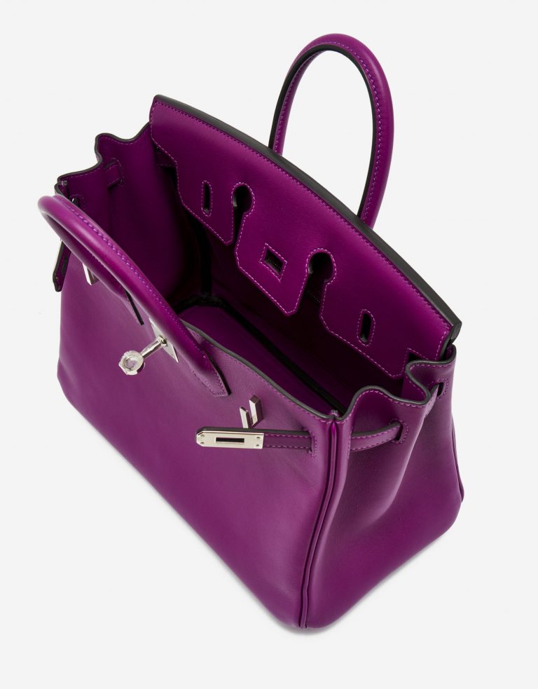 Inside of a pre-loved Hermès Birkin 25 Swift Anemone on SACLÀB