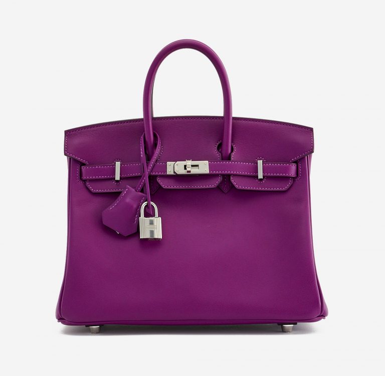 Frontside of a pre-loved Hermès Birkin 25 Swift Anemone on SACLÀB