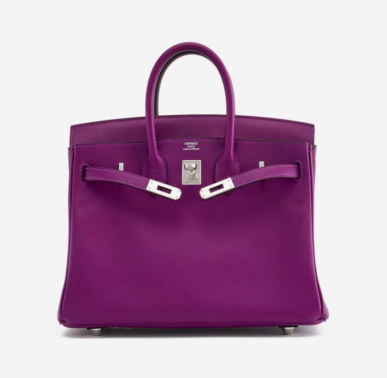Open frontside of a pre-loved Hermès Birkin 25 Swift Anemone on SACLÀB