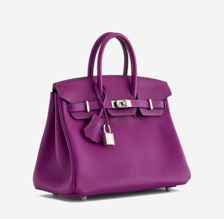 Frontside of a pre-loved Hermès Birkin 25 Swift Anemone on SACLÀB