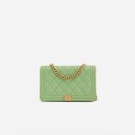 A pre-loved Chanel Boy Wallet on Chain Lambskin in Light Green on SACLÀB