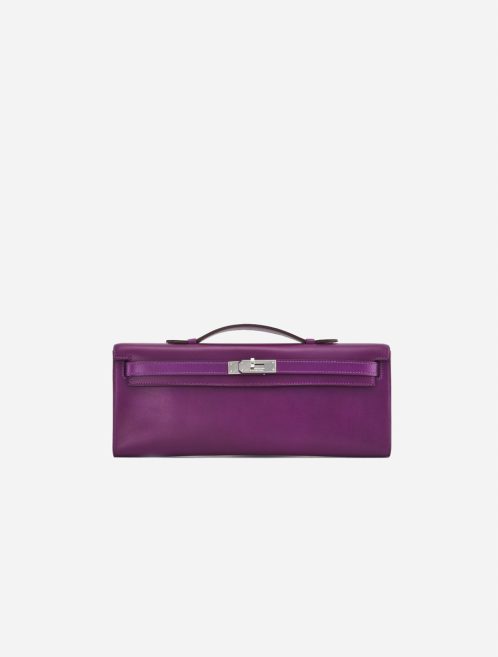 A pre-loved Hermès Kelly Cut Clutch in Anemone Swift Leather on SACLÀB