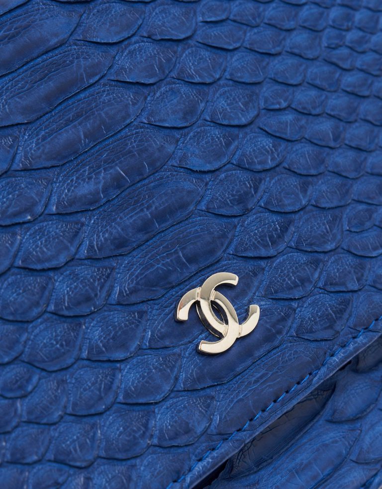 Hardware Detail on a Pre-Loved Chanel Wallet On Chain Python Blue on SACLÀB