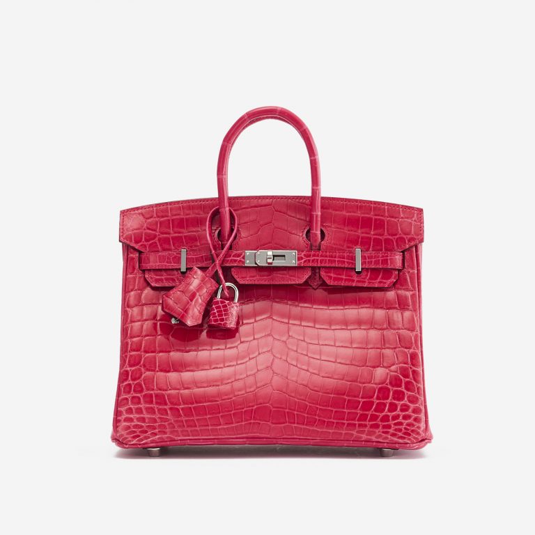 A pre-loved Hermès Birkin 25 Niloticus Crocodile Lisse Rose Extreme on SACLÀB