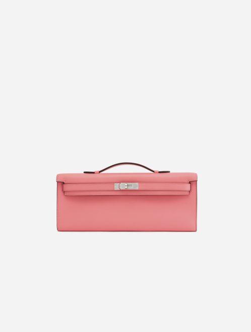 A pre-loved Hermès Kelly Cut Clutch Swift Rose d’Ete on SACLÀB