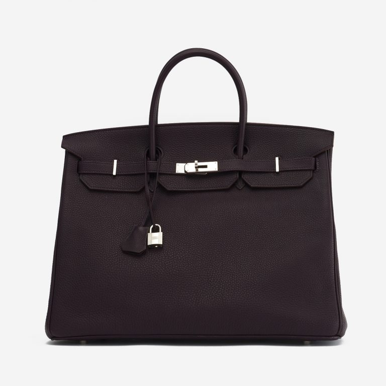 A pre-loved Hermès Birkin 40 Clemence Raisin on SACLÀB