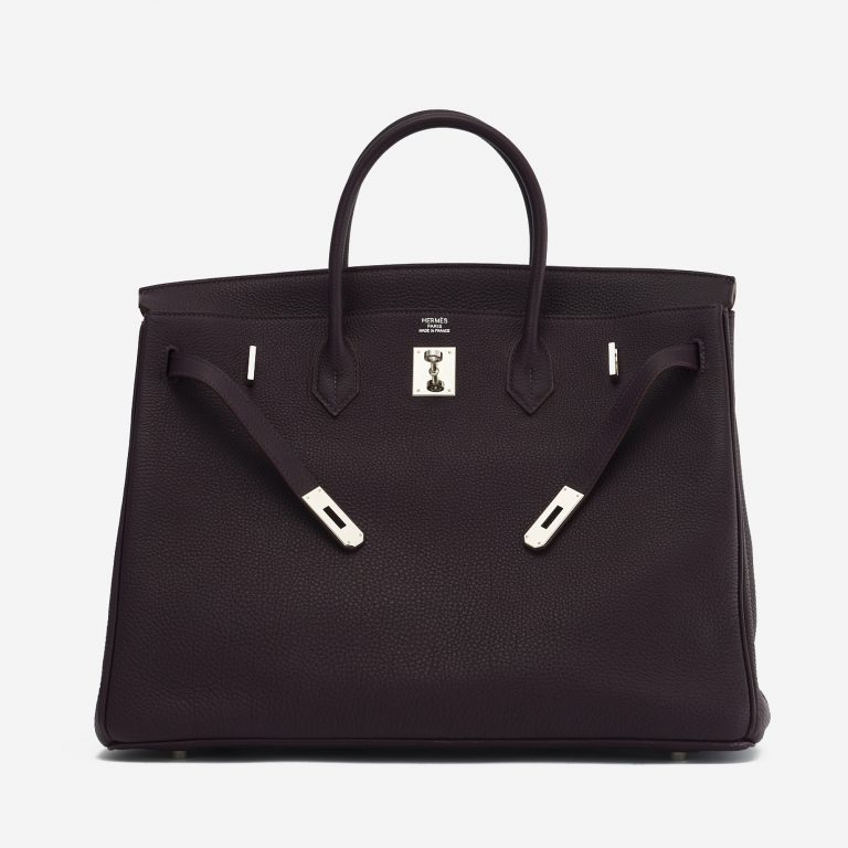 A pre-loved Hermès Birkin 40 Clemence Raisin on SACLÀB