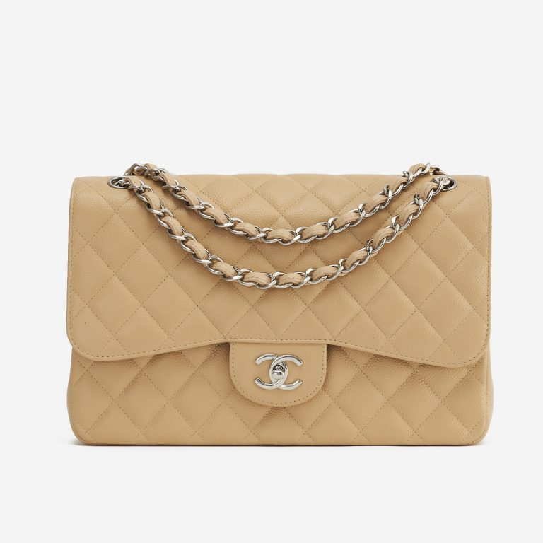 A pre-loved Chanel Timeless Jumbo Caviar Beige on SACLÀB
