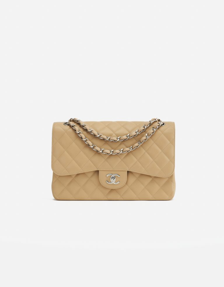 A pre-loved Chanel Timeless Jumbo Caviar Beige on SACLÀB
