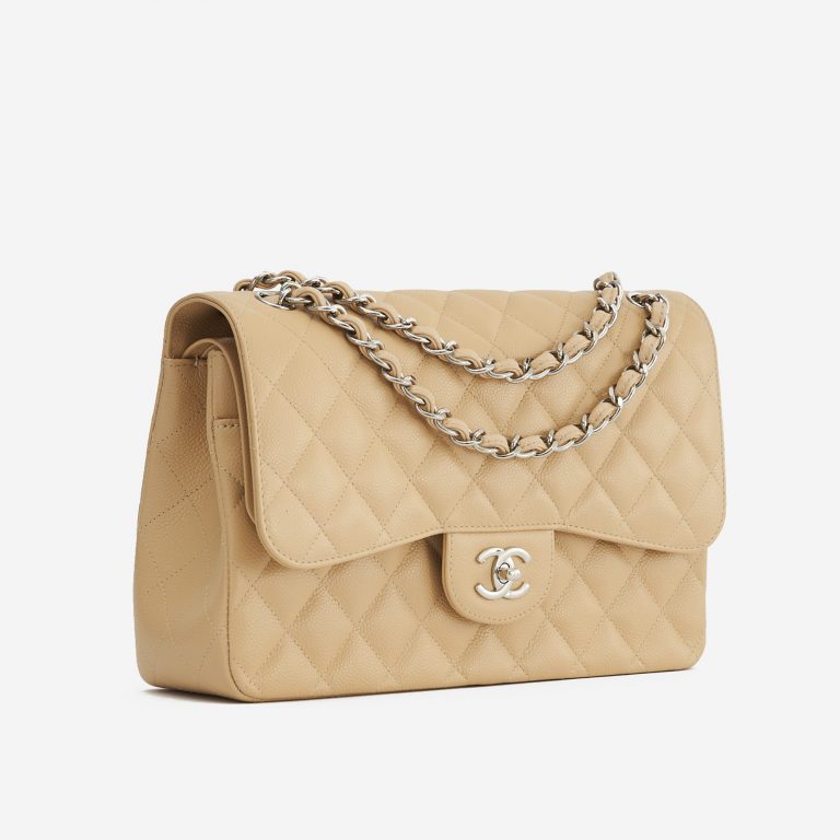A pre-loved Chanel Timeless Jumbo Caviar Beige on SACLÀB