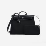 Hermès Herbag 39 Vache Hunter / Toile Militaire Black