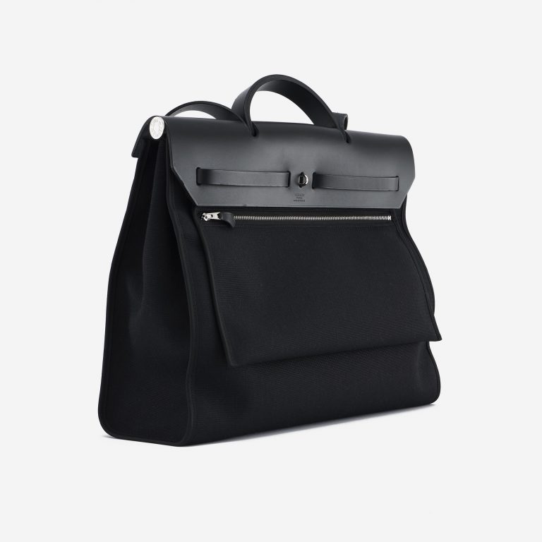 Hermès Herbag 39 Vache Hunter / Toile Militaire Black