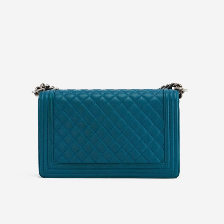 Pre-owned Chanel bag Boy Medium Lamb Petrol Blue | Sell your designer bag on Saclab.com