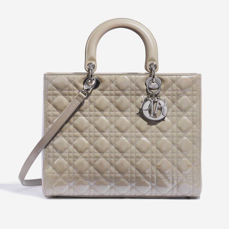 Dior Lady Large Patent Leather Gris