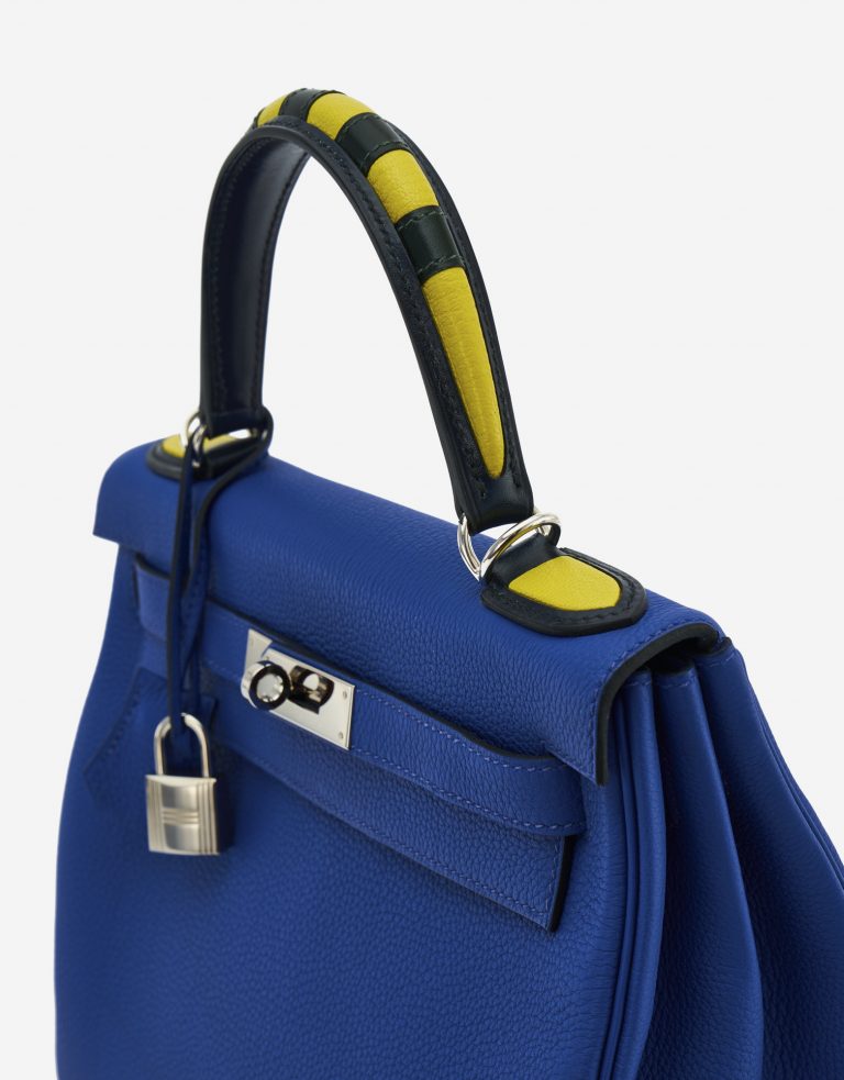 Hermès Kelly 28 Togo Au Trot Bleu Electrique / Indigo / Lime / Vert Fonce
