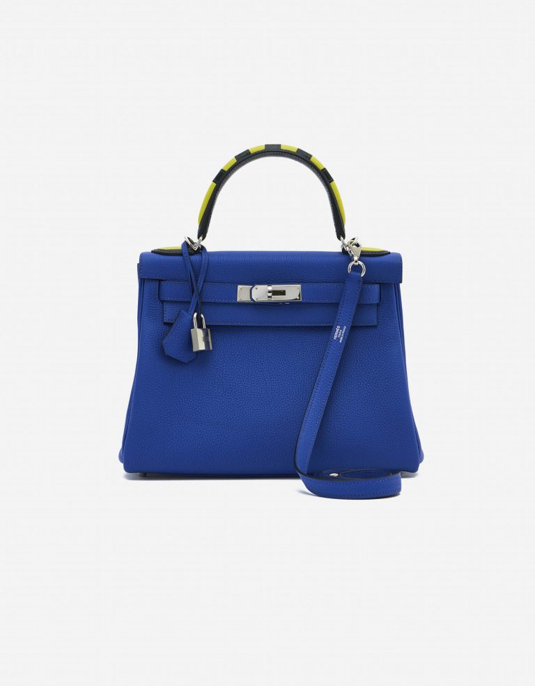 Hermès Kelly 28 Togo Au Trot Bleu Electrique / Indigo / Lime / Vert Fonce