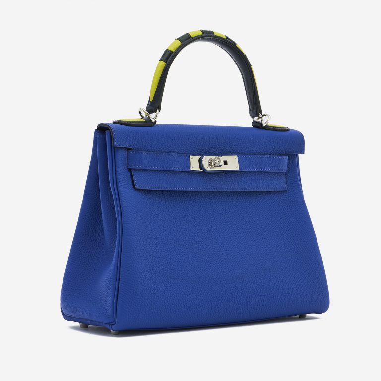 Hermès Kelly 28 Togo Au Trot Bleu Electrique / Indigo / Lime / Vert Fonce