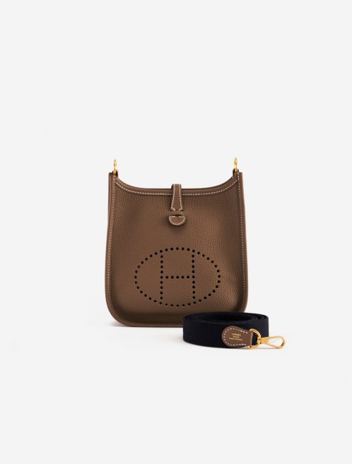 Pre-owned Hermès bag Evelyne 16 Amazone Etoupe / Bleu Indigo Brown | Sell your designer bag on Saclab.com