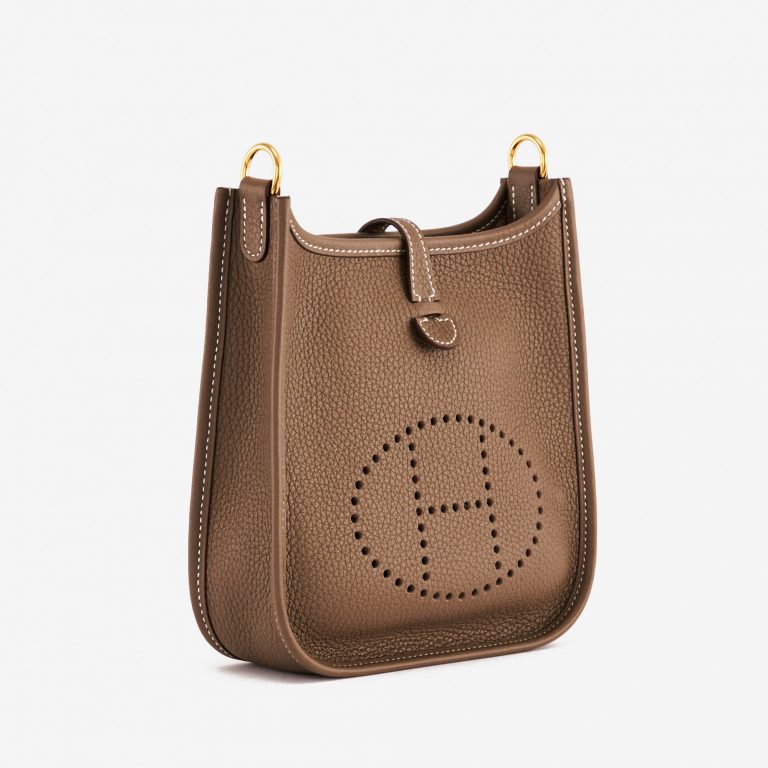 Pre-owned Hermès bag Evelyne 16 Amazone Etoupe / Bleu Indigo Brown | Sell your designer bag on Saclab.com