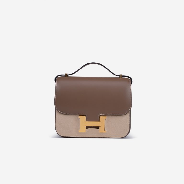 Pre-owned Hermès bag Constance Mini Tadelakt Etoupe Brown | Sell your designer bag on Saclab.com