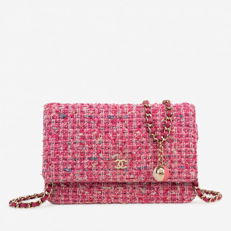 Pre-owned Chanel bag Timeless WOC Tweed Pink Multicolour, Pink | Sell your designer bag on Saclab.com