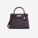 Hermès Kelly 28 HSS Brushed PHW Chevre Raisin / Black