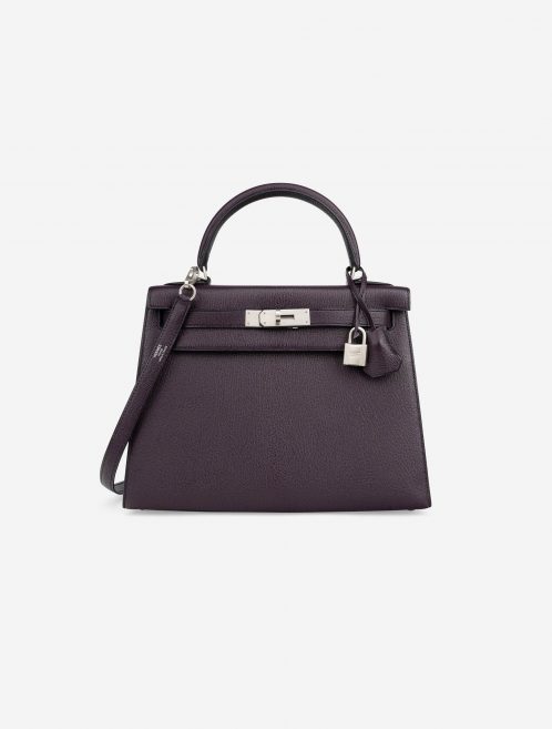 Hermès Kelly 28 HSS Brushed PHW Chevre Raisin / Black