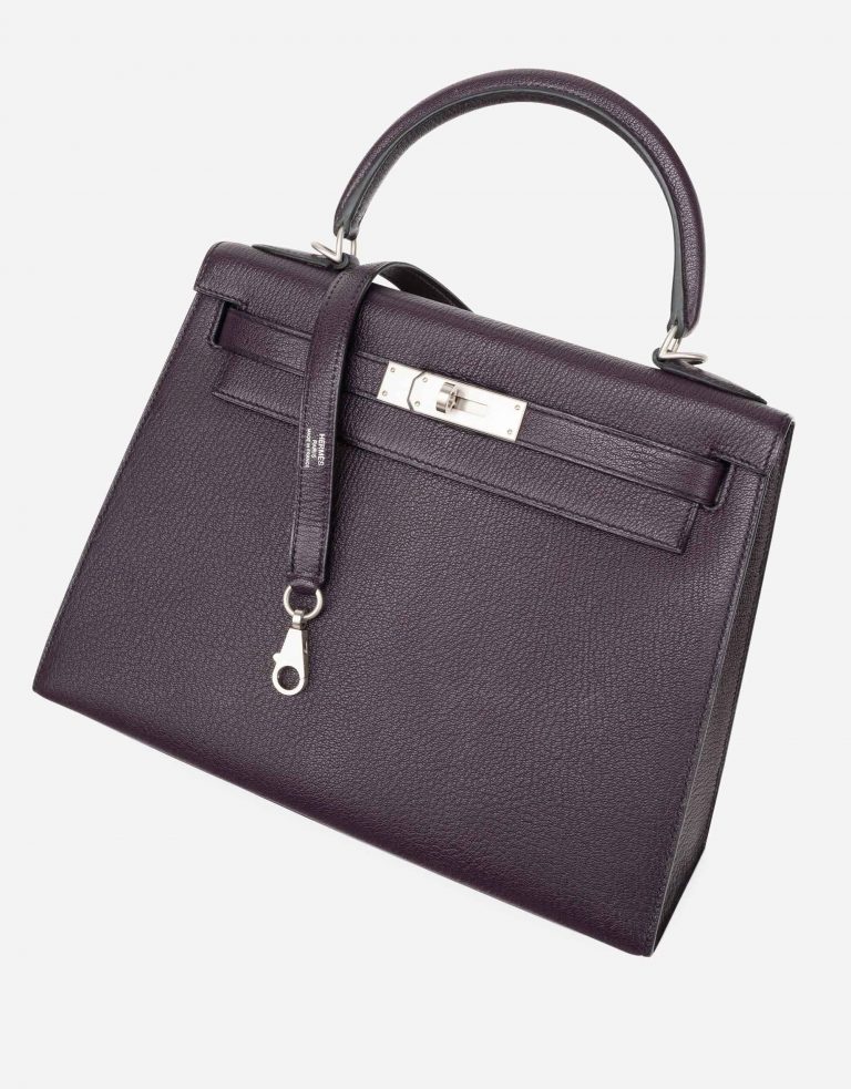 Hermès Kelly 28 HSS Brushed PHW Chevre Raisin / Black