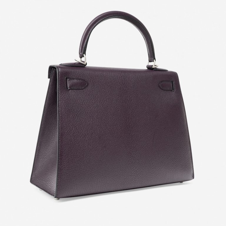 Hermès Kelly 28 HSS Brushed PHW Chevre Raisin / Black