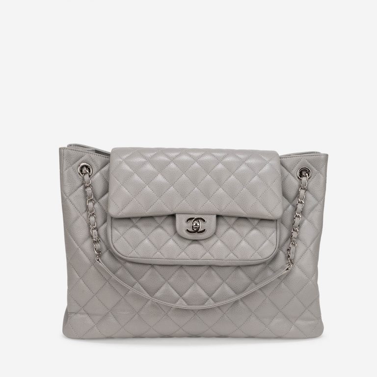Pre-owned Chanel bag Timeless Shopper Caviar Grey | Sell your designer bag on Saclab.com