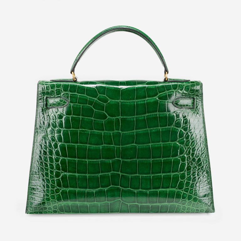 Pre-owned Hermès bag Kelly 32 Alligator Vert Emerald Green | Sell your designer bag on Saclab.com