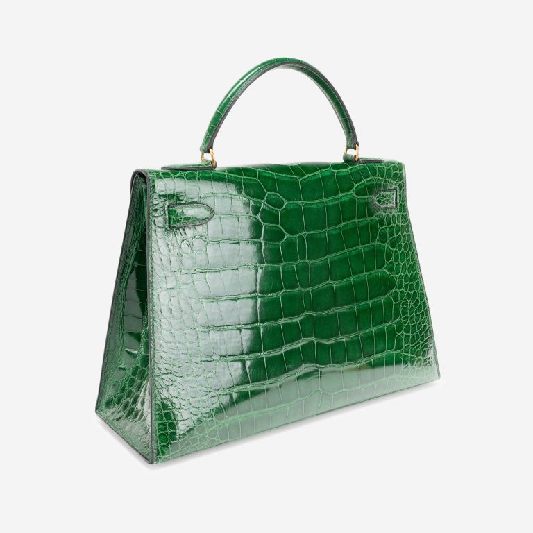 Pre-owned Hermès bag Kelly 32 Alligator Vert Emerald Green | Sell your designer bag on Saclab.com