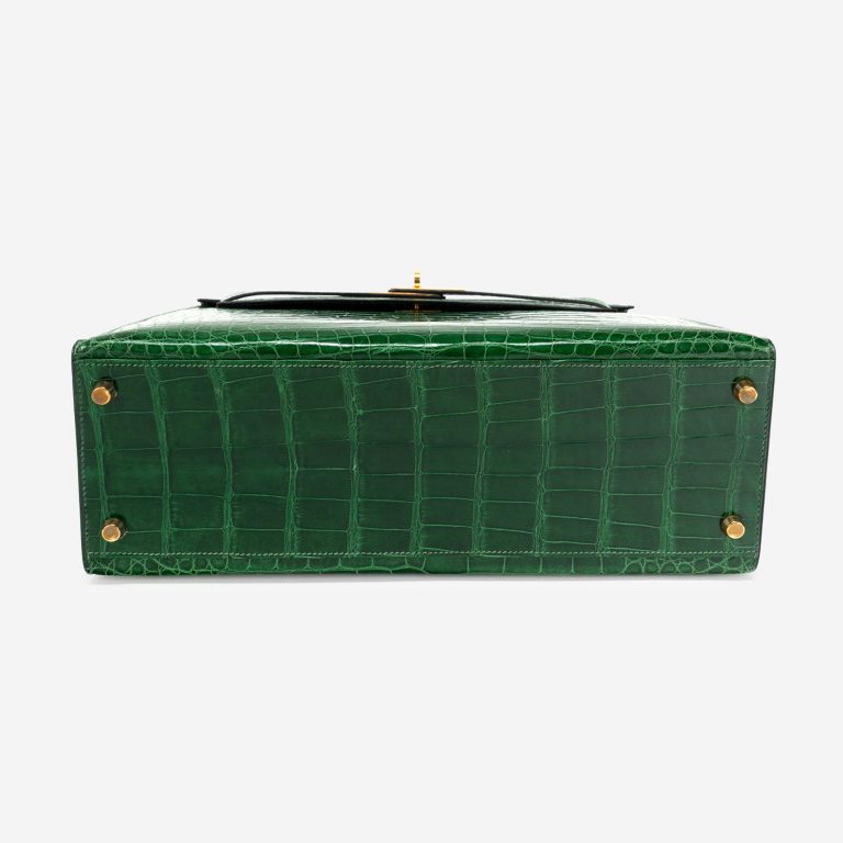 Pre-owned Hermès bag Kelly 32 Alligator Vert Emerald Green | Sell your designer bag on Saclab.com