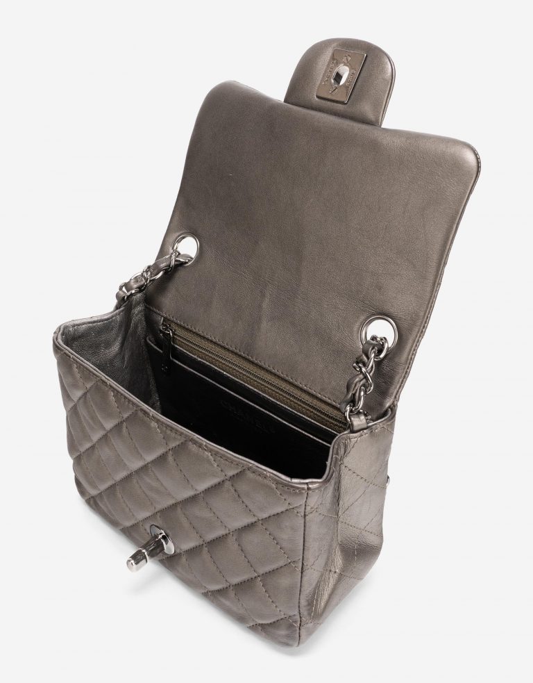 Chanel Timeless Mini Square Lamb Grey Metallic