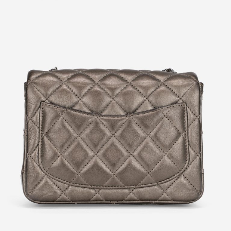 Chanel Timeless Mini Square Lamb Grey Metallic