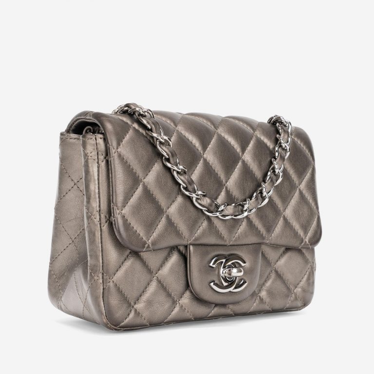 Chanel Timeless Mini Square Lamb Grey Metallic