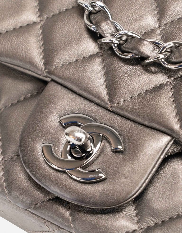 Chanel Timeless Mini Square Lamb Grey Metallic