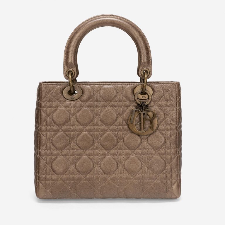 Pre-owned Dior bag Lady Medium Lamb Gold Gold | Sell your designer bag on Saclab.com