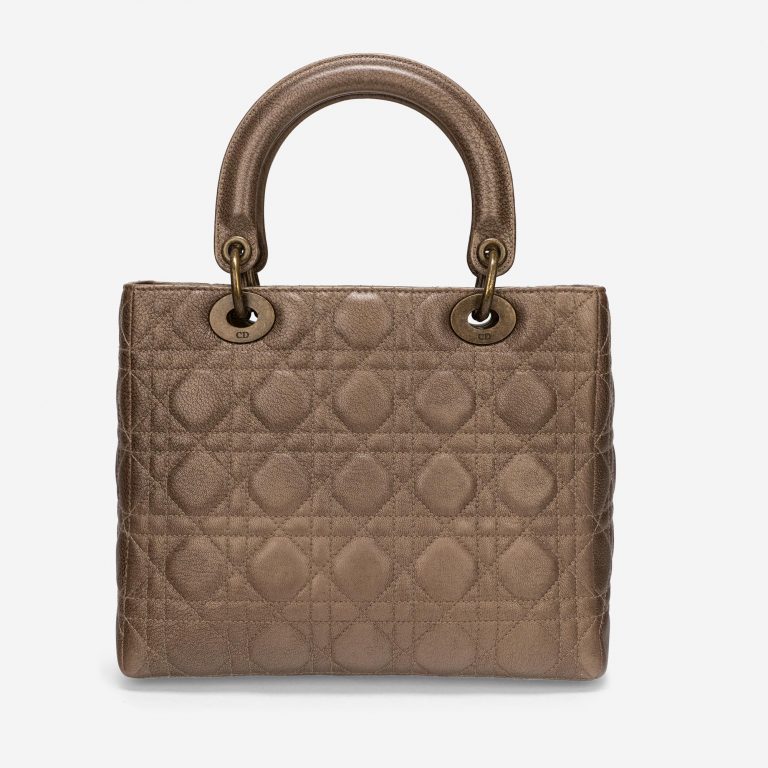 Pre-owned Dior bag Lady Medium Lamb Gold Gold | Sell your designer bag on Saclab.com