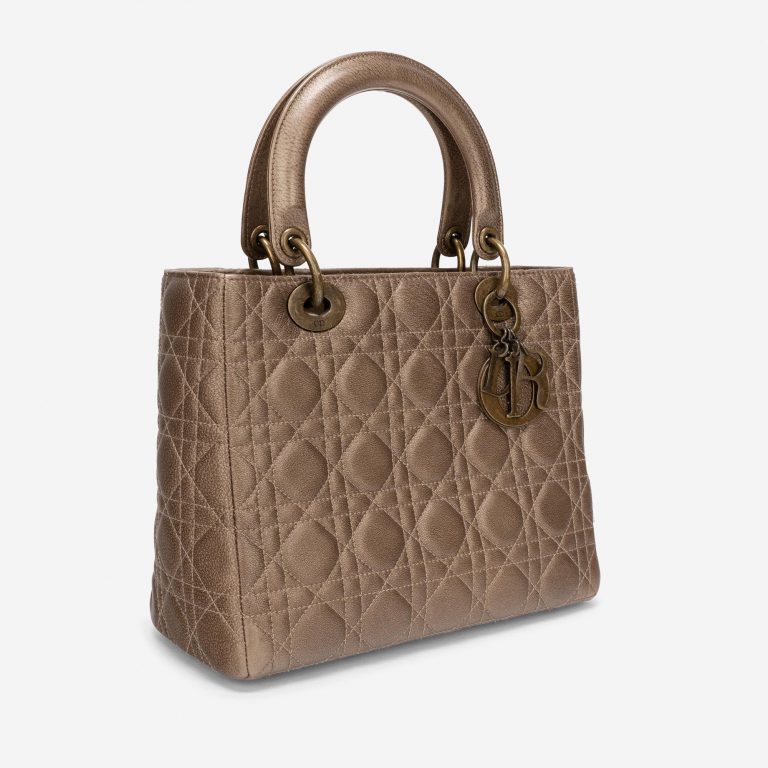 Pre-owned Dior bag Lady Medium Lamb Gold Gold | Sell your designer bag on Saclab.com