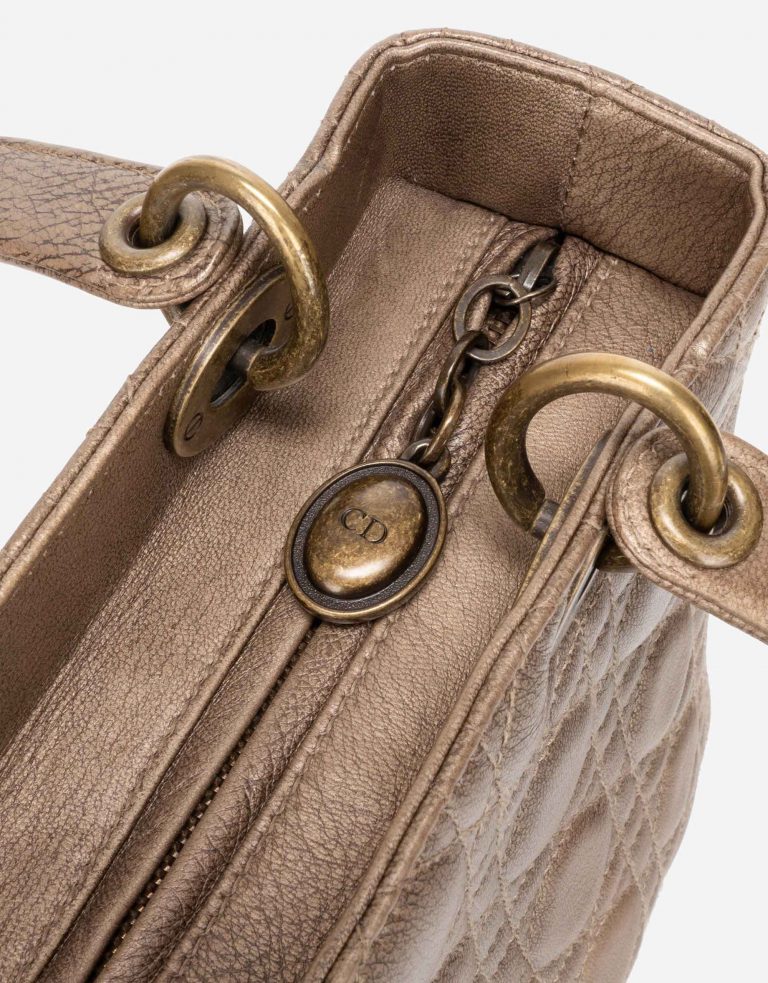 Pre-owned Dior bag Lady Medium Lamb Gold Gold | Sell your designer bag on Saclab.com