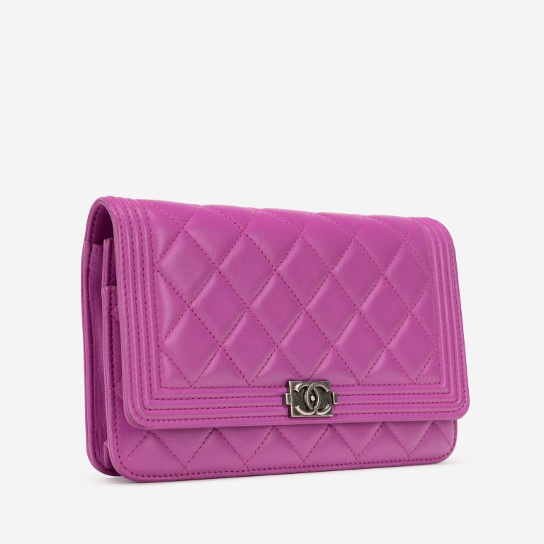 Chanel Boy Wallet On Chain Lambskin Pink Side