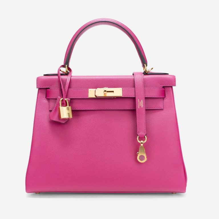 Hermès Kelly 28 Veau Madame Rose Pourpre